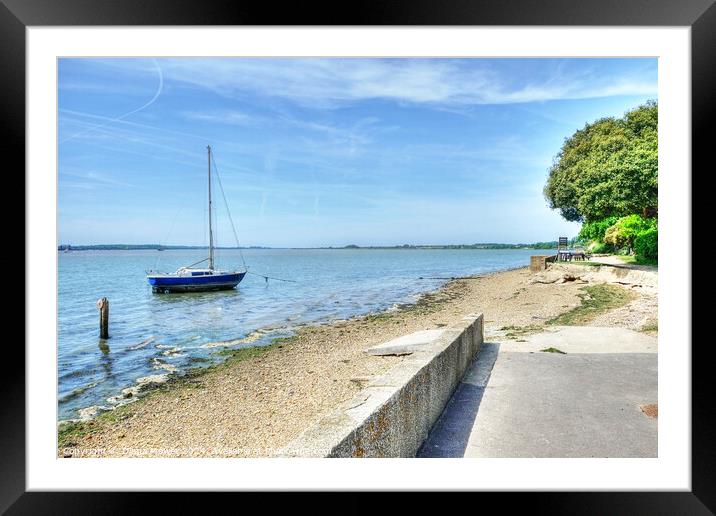 Shotley Sea Wall and Picnic Area Suffolk Framed Mounted Print by Diana Mower