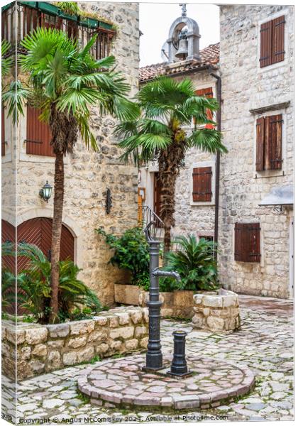 Drinking water tap in old town of Kotor Montenegro Canvas Print by Angus McComiskey
