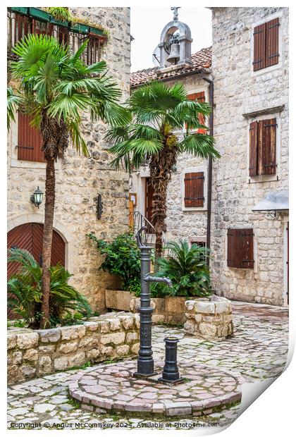 Drinking water tap in old town of Kotor Montenegro Print by Angus McComiskey