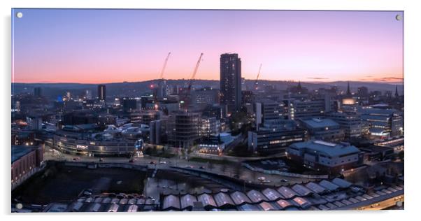 Sheffield Skyline Sunset Acrylic by Apollo Aerial Photography