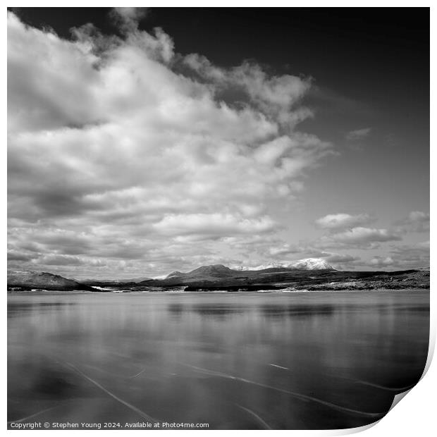 Dark Ice Frozen Waters of the Scottish Highlands Print by Stephen Young