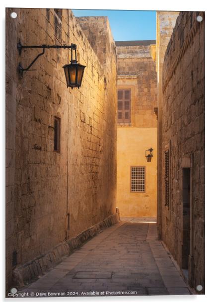 Mdina Alleyway Acrylic by Dave Bowman