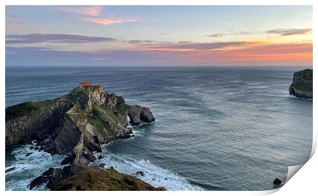 San Juan de Gaztelugatxe during sunrise Print by Lensw0rld 