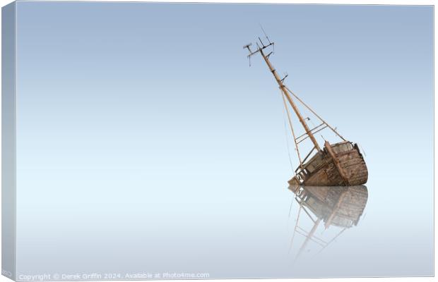 Wrecks – Pin Mill boat wrecks III Canvas Print by Derek Griffin