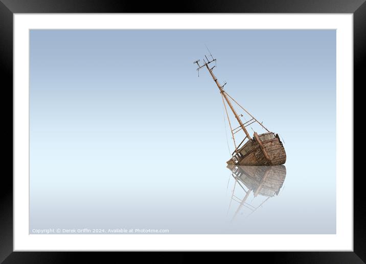 Wrecks – Pin Mill boat wrecks III Framed Mounted Print by Derek Griffin