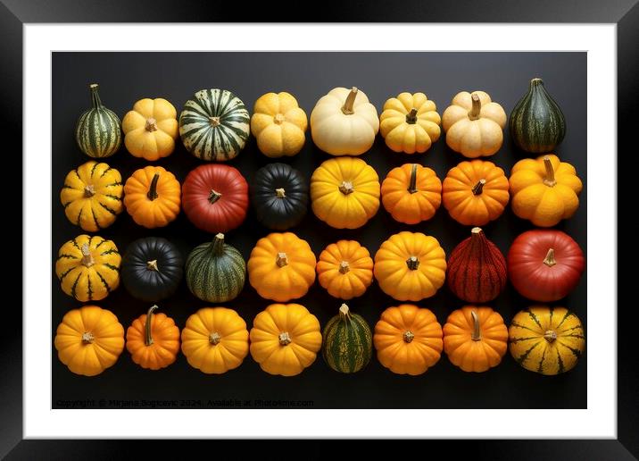 Top view at different pumpkins Framed Mounted Print by Mirjana Bogicevic