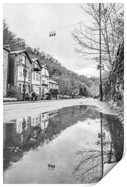 Cable cars reflecting in a puddle Print by Jason Wells