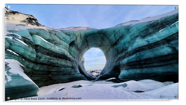 Iceland Ice Cave Panorama Acrylic by Alice Rose Lenton