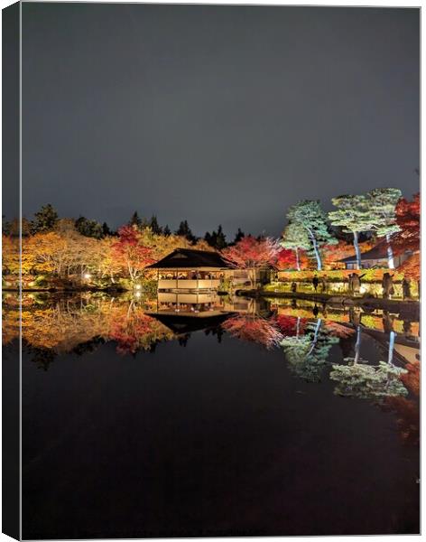 Japanese Park Night View Canvas Print by Oliver Gagne