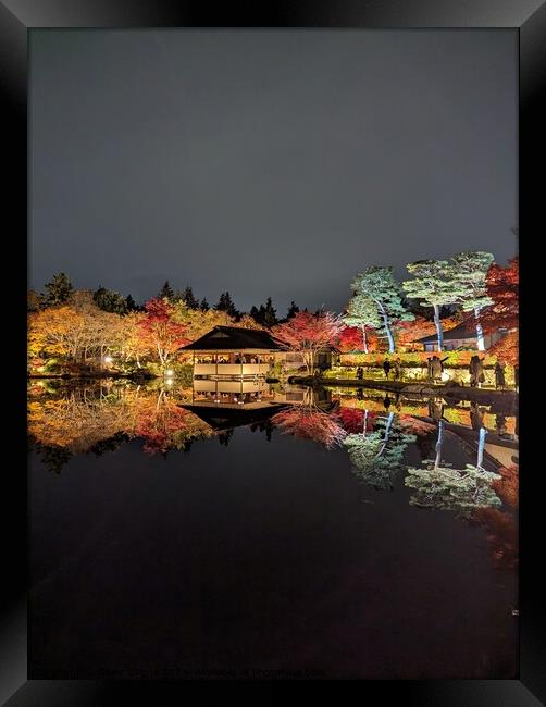 Japanese Park Night View Framed Print by Oliver Gagne