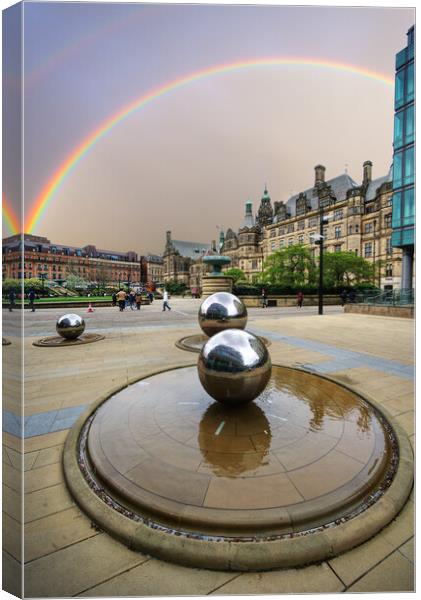 Sheffield City Centre Rainbow Canvas Print by Alison Chambers
