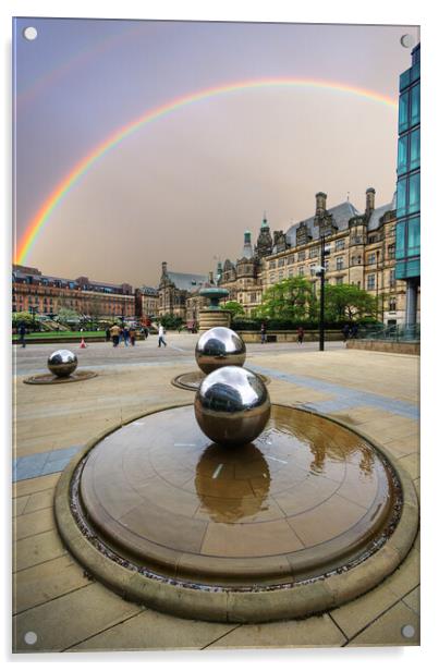 Sheffield City Centre Rainbow Acrylic by Alison Chambers