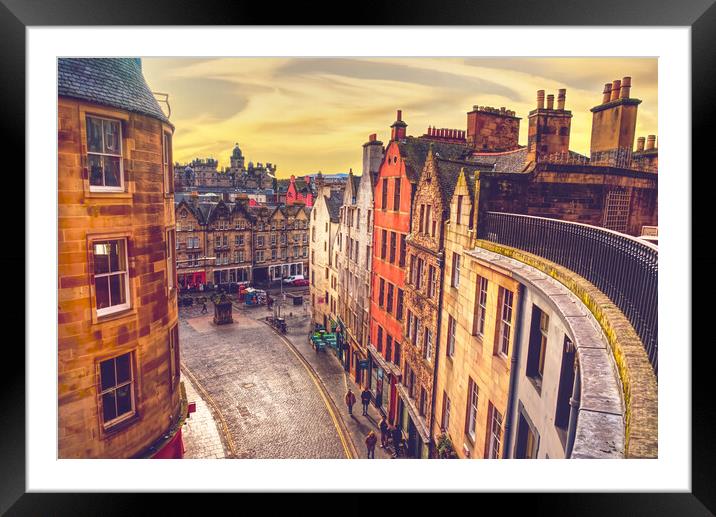 Edinburgh West Bow Framed Mounted Print by Alison Chambers