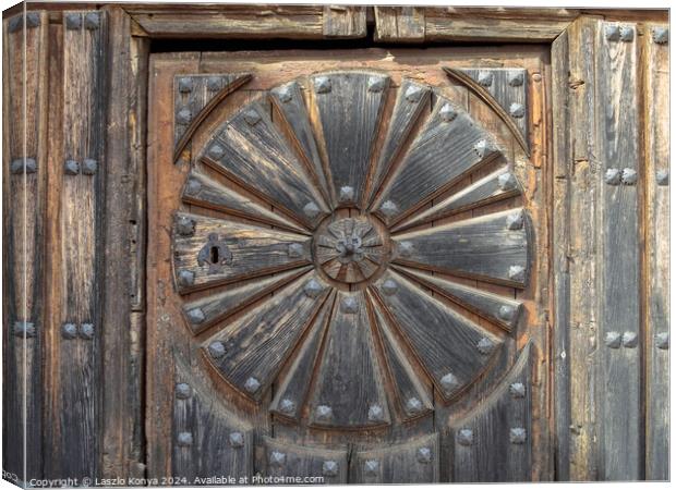 Wooden door of the Church of Santa Maria - Boadilla del Camino Canvas Print by Laszlo Konya