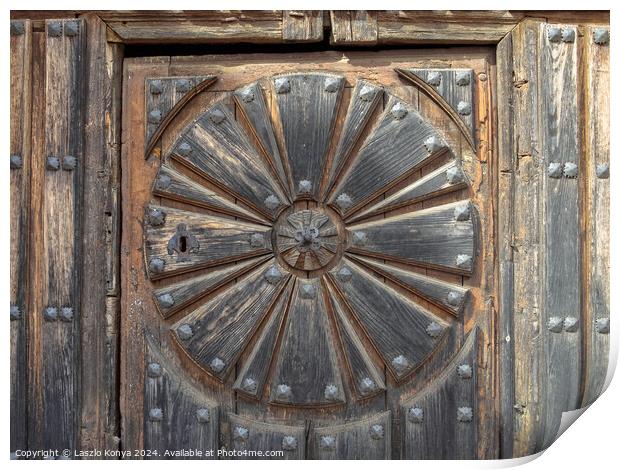 Wooden door of the Church of Santa Maria - Boadilla del Camino Print by Laszlo Konya
