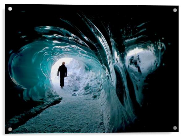 Iceland Ice Cave Reflection  Acrylic by Alice Rose Lenton