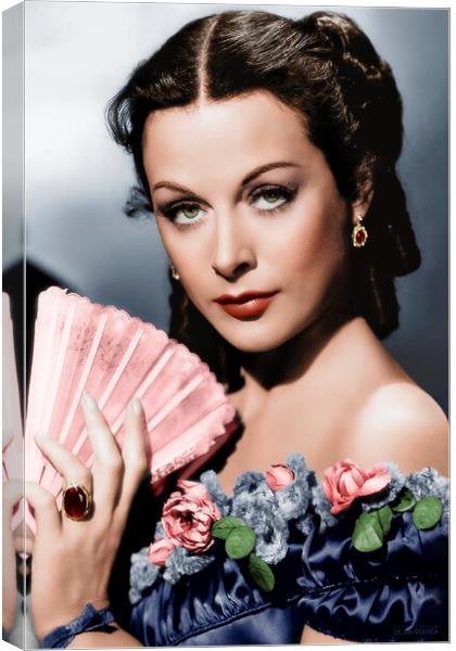 Famous movie star and inventor Hedy Lamarr circa 1940. Colorized Canvas Print by Dejan Travica