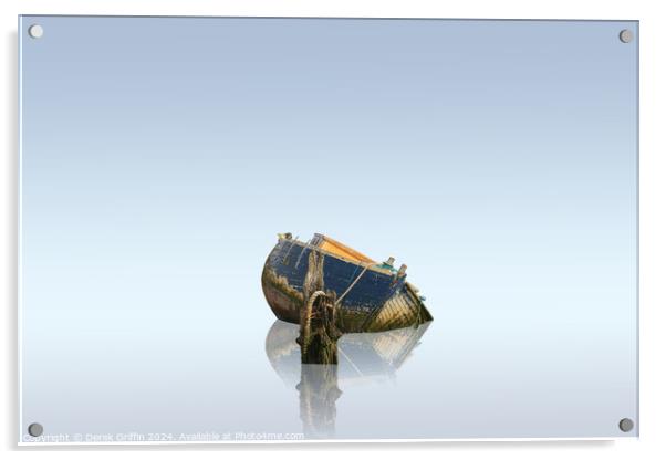 Wrecks – boat wreck at Hoo Marina Acrylic by Derek Griffin