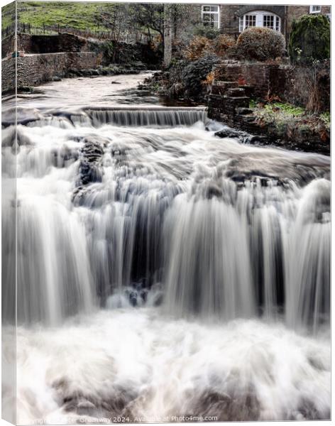 The Mill Race In Hawes In Yorkshire Dales Canvas Print by Peter Greenway