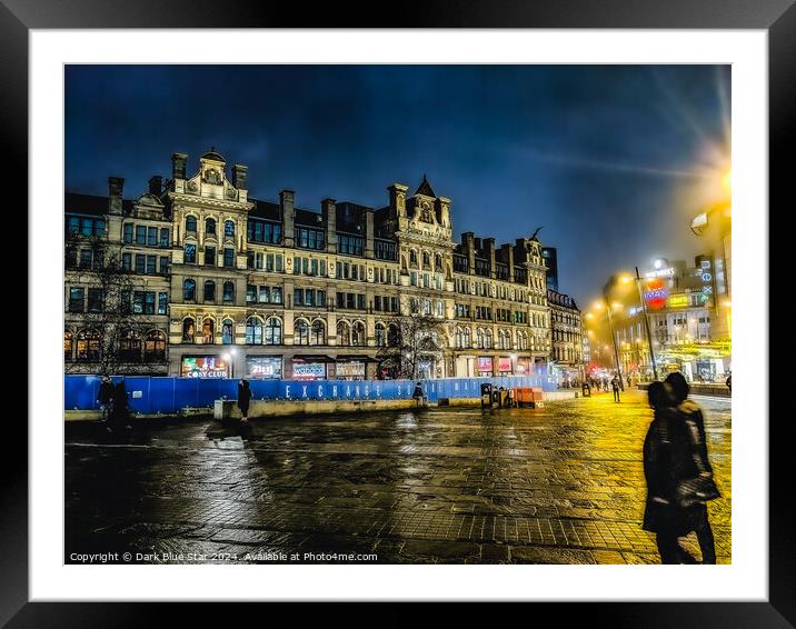Exchange Square in Manchester at night Framed Mounted Print by Dark Blue Star