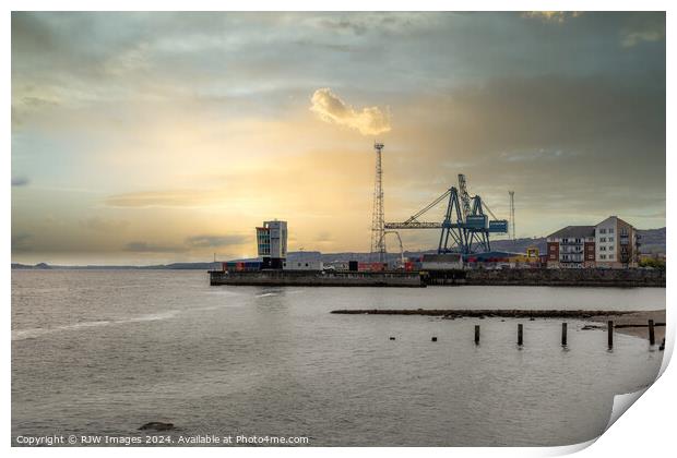 Sunrise on Greenock Clyde Pilot Print by RJW Images