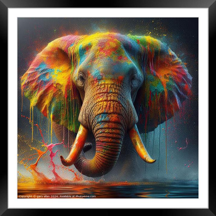 Charging Elephant  Framed Mounted Print by gary allan