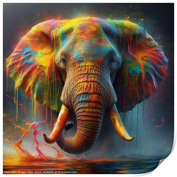 Charging Elephant  Print by gary allan