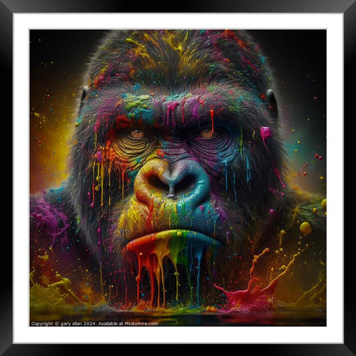Gorilla Framed Mounted Print by gary allan