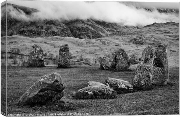 Castlerigg and Low Rigg monochrome Canvas Print by Graham Moore