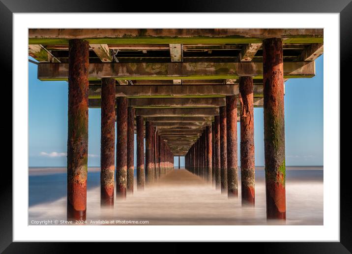 Long Exposure of Waves Coming In Off The North Sea Under Southwold Pier, Suffolk Framed Mounted Print by Steve 