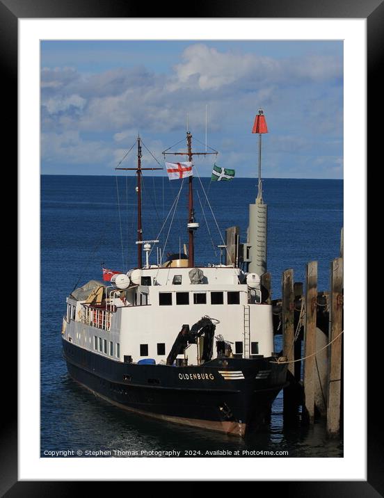 Lundy Island's MV Oldenburg at the Island's jetty Framed Mounted Print by Stephen Thomas Photography 