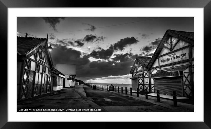 Last Rays of Light - Saltburn-by-the-Sea - mono Framed Mounted Print by Cass Castagnoli