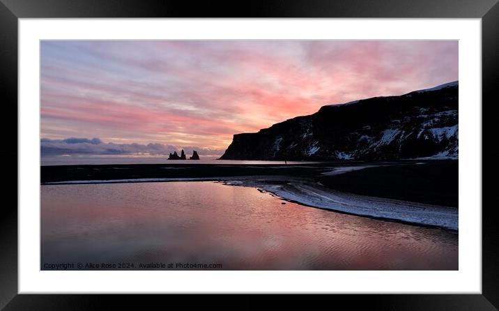 Iceland Beach Sunset Framed Mounted Print by Alice Rose Lenton