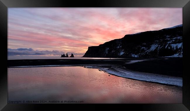 Iceland Beach Sunset Framed Print by Alice Rose Lenton