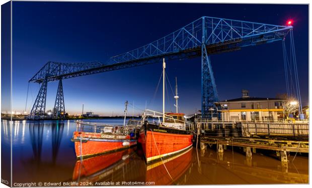 Middlesbrough Transporter at Night Canvas Print by Edward Bilcliffe