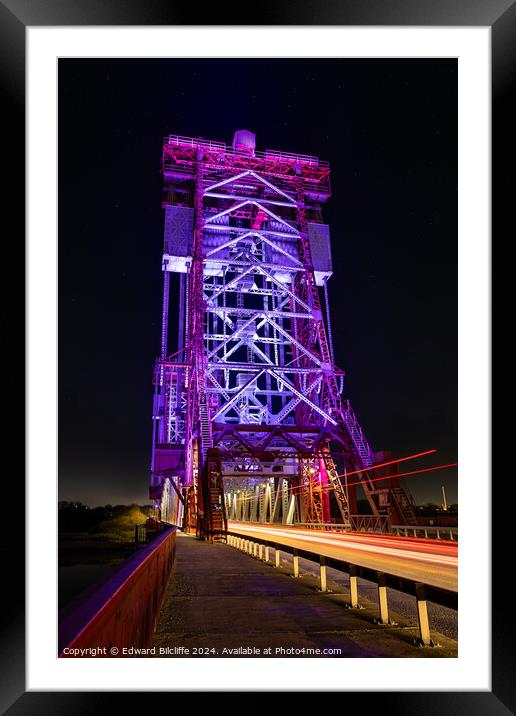 Newport Bridge at night Framed Mounted Print by Edward Bilcliffe