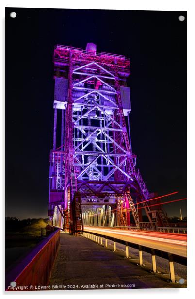 Newport Bridge at night Acrylic by Edward Bilcliffe