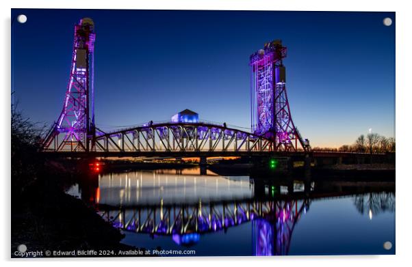 Newport Bridge after Sunset Acrylic by Edward Bilcliffe