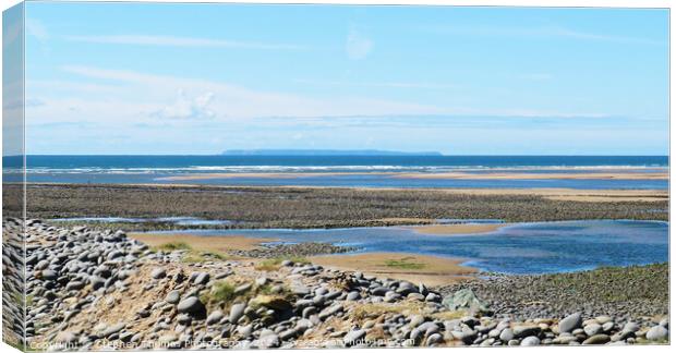 Lundy Island from Northam Burrows in North Devon Canvas Print by Stephen Thomas Photography 