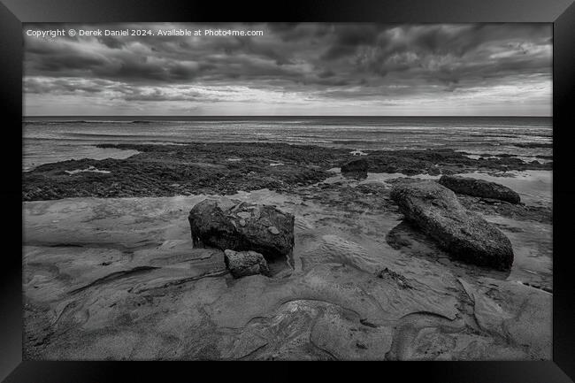 Ballybrannigan Beach, Cork Ireland (mono) Framed Print by Derek Daniel