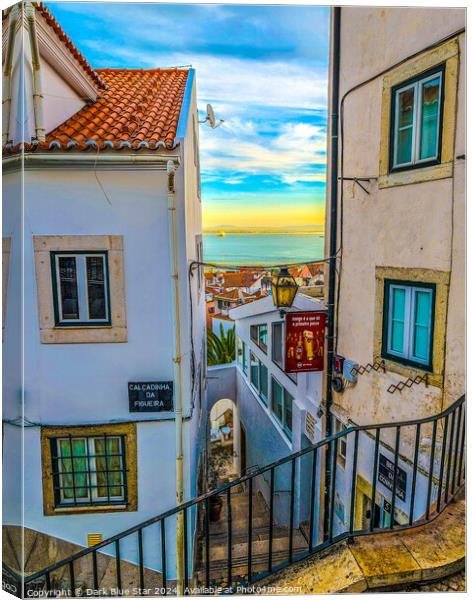 The Streets of the Old Town in Lisbon Canvas Print by Dark Blue Star