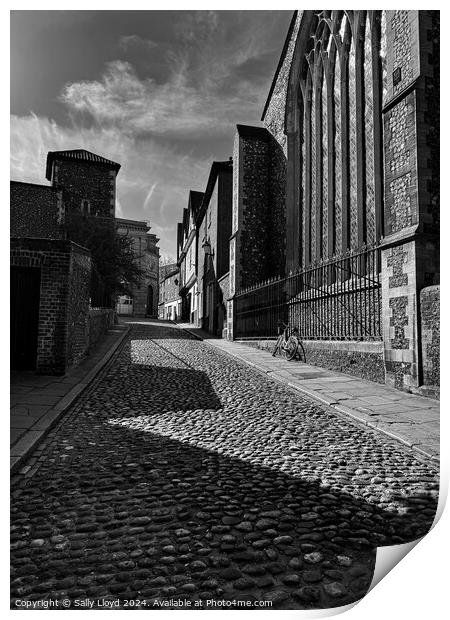 Elm Hill Norwich in Black and White Print by Sally Lloyd