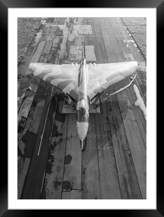 Vulcan Bomber Black and White Framed Mounted Print by J Biggadike