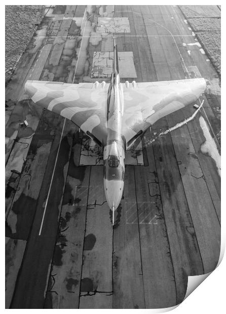 Vulcan Bomber Black and White Print by J Biggadike