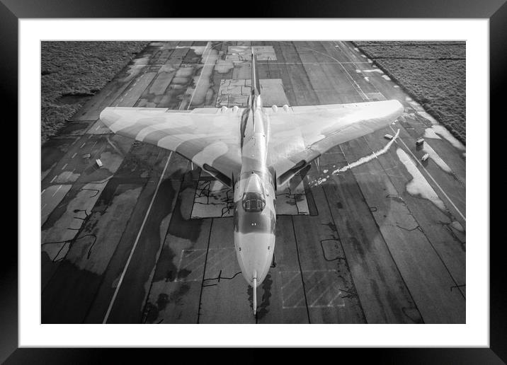 Vulcan Bomber Black and White Framed Mounted Print by J Biggadike