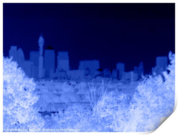 Negative City Blue Print by Chris Day