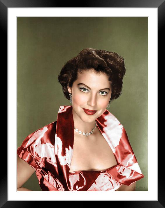 Ava Gardner the famous movie icon 1951. Colorized. Framed Mounted Print by Dejan Travica