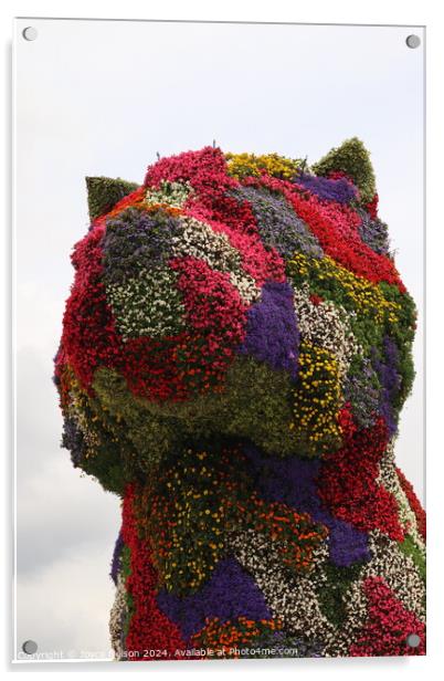 Puppy floral Art in Bilbao Spain Acrylic by Joyce Nelson
