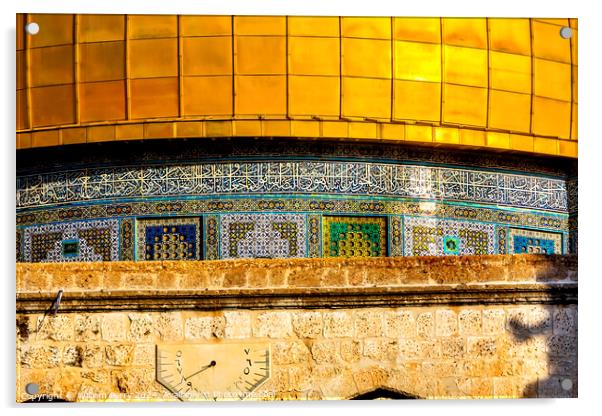 Golden Dome of the Rock Mosque Temple Mount Jerusalem Israel  Acrylic by William Perry