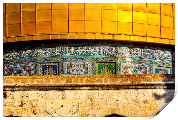 Golden Dome of the Rock Mosque Temple Mount Jerusalem Israel  Print by William Perry